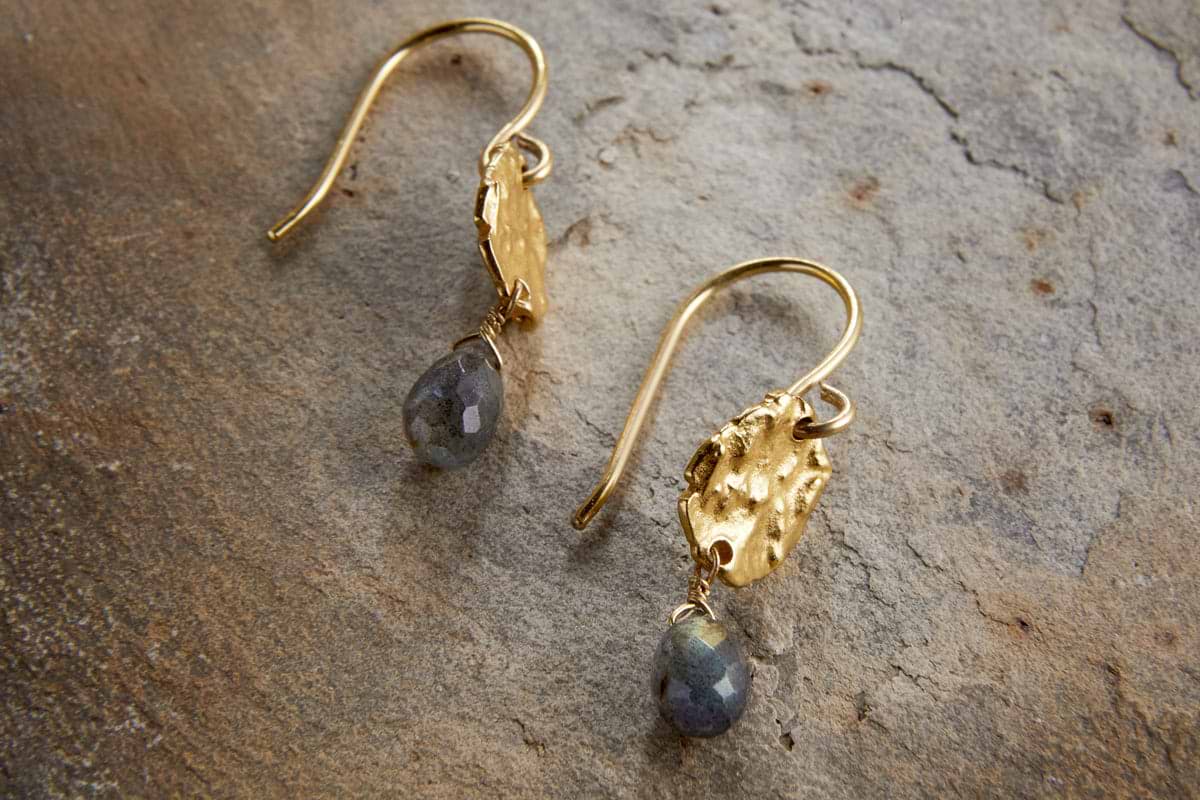 Veera Labradorite Earrings - Gold-GIFTING-Nkuku
