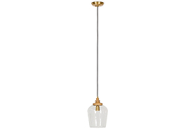 Varuna Mango Wood & Glass Pendant Lamp - Natural & Clear