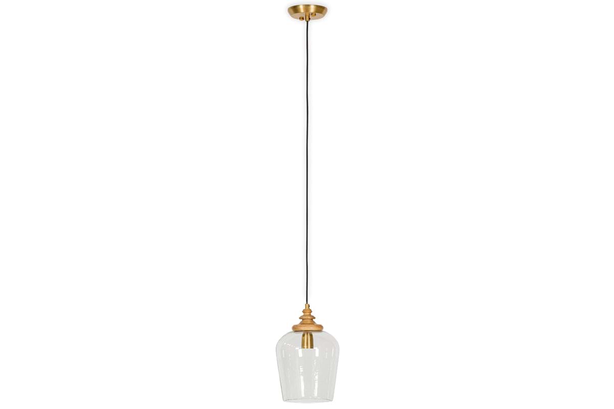Varuna Mango Wood & Glass Pendant Lamp - Natural & Clear