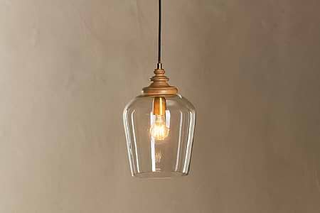 Varuna Mango Wood & Glass Pendant Lamp - Natural & Clear