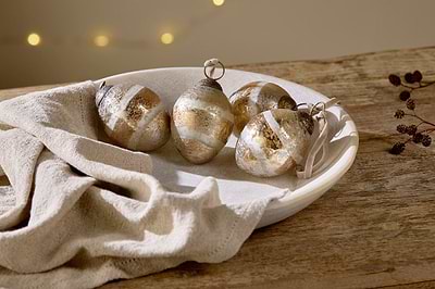 Viti Baubles - Gold (Set of 4)-CHRISTMAS DECORATIONS-Nkuku