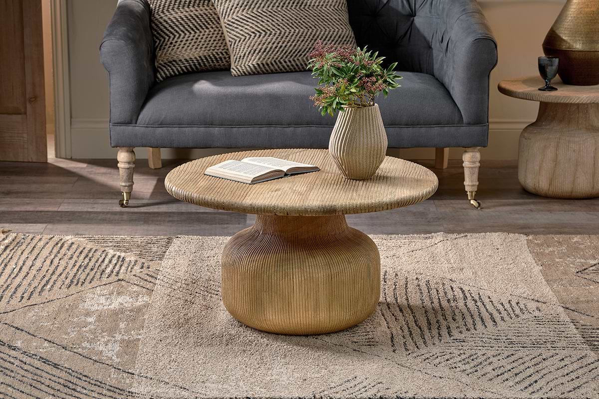 Vivan Grooved Wood Coffee Table-TABLES-Nkuku