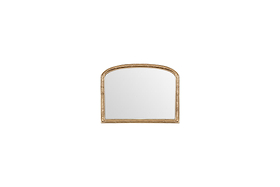 The nkuku Almora Wall Mirror – Antique Brass, Extra Small, has a rectangular shape with an arched top and a slightly distressed gold finish, shown against a plain white background.