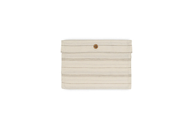 The nkuku Anta Hemp & Cotton Housewife Pillowcase in sage green features a brown button closure and is showcased centered on a white background.