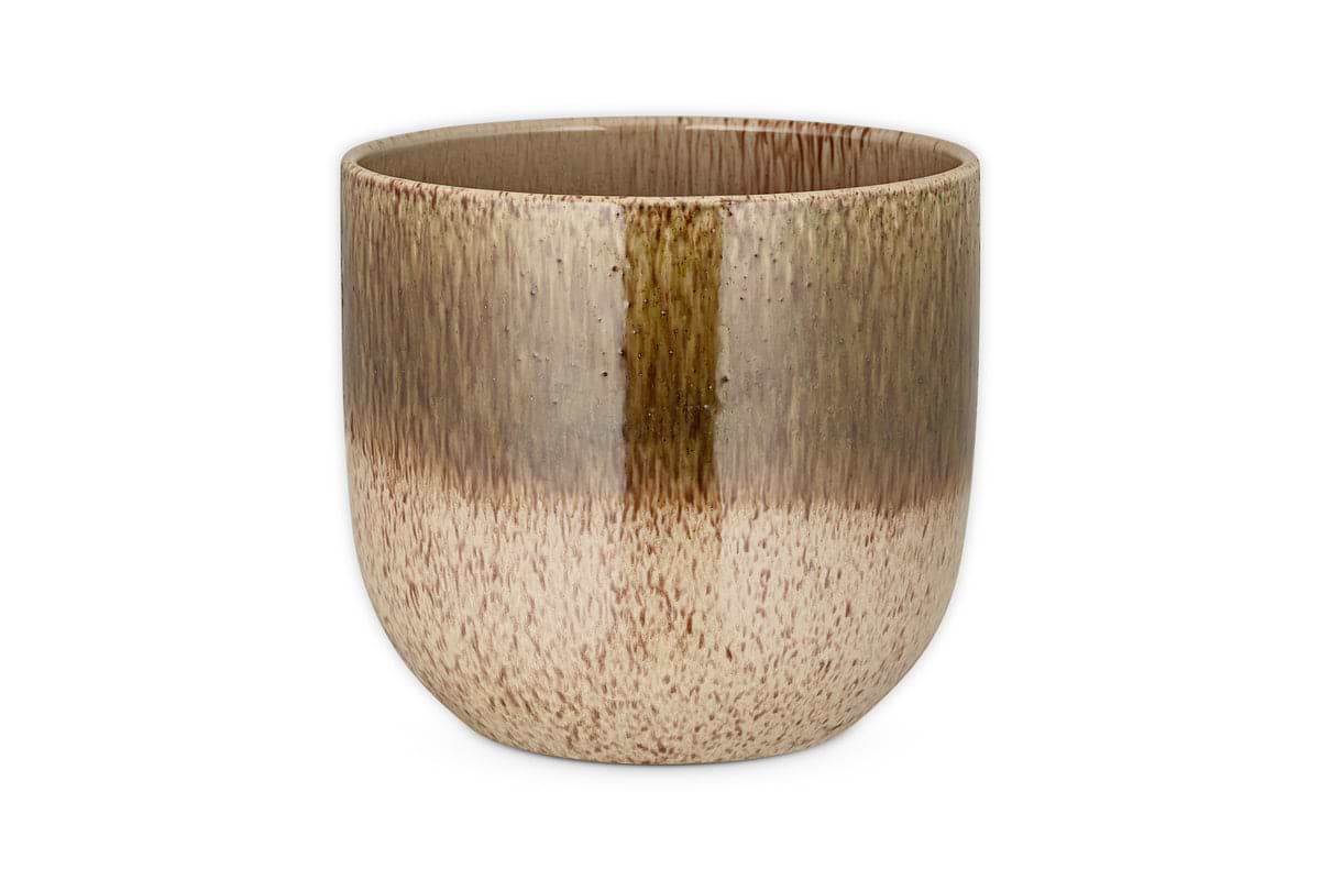Almeida Reactive Glaze Plant Pot - Olive & Natural