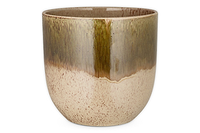 Almeida Reactive Glaze Plant Pot - Olive & Natural