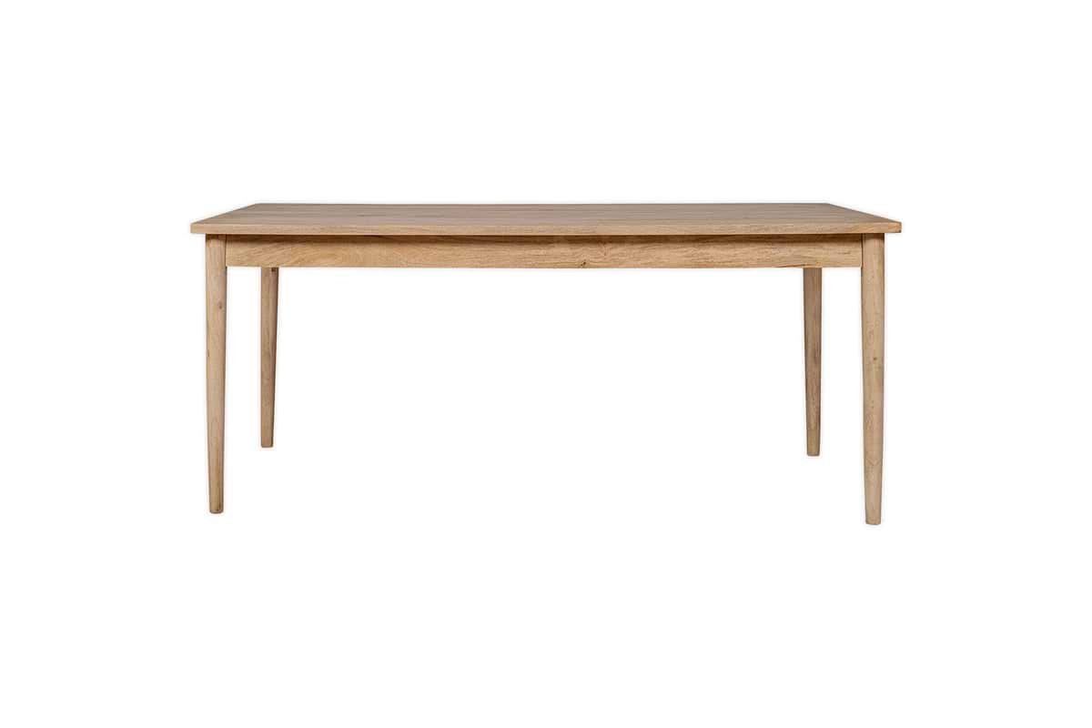The nkuku Anbu Mango Dining Table - Natural features a minimalist rectangular design with four straight legs, crafted from mango wood and shown against a plain white background.