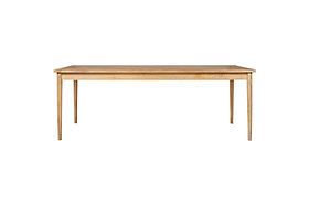 The nkuku Anbu Mango Dining Table - Natural is a rectangular mango wood table with four straight legs and a light natural finish, shown against a plain white background.