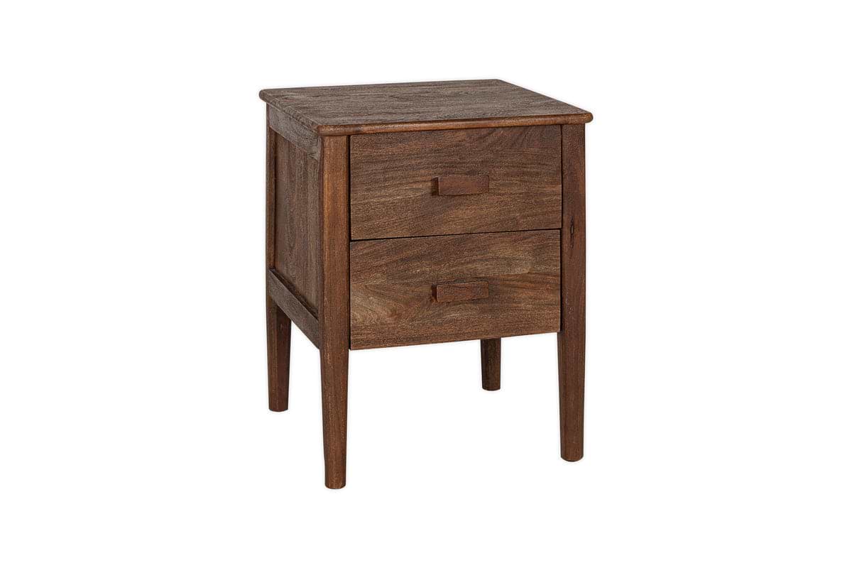 Anbu Acacia Bedside Table - Washed Walnut-BEDROOM FURNITURE-Nkuku