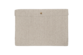 The Borba Hemp & Cotton Duvet Cover in Espresso by nkuku is shown against a white background, featuring a breathable blend of hemp and cotton with an envelope closure and a button at the top center.