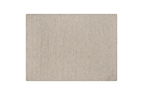 A square, beige cloth napkin with a subtle vertical stripe texture, similar to nkuku’s Borba Hemp & Cotton Housewife Pillowcases in Espresso, is laid flat against a white background.