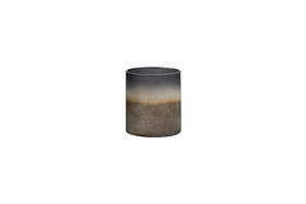 The Etti Tealight Holders by nkuku feature a cylindrical ceramic design with a navy-to-smoke gradient and rustic finish, showcased against a plain white background.