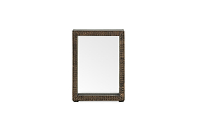 The Indu Standing Mango Wood Frame - Dark Ash by nkuku is a rectangular mirror with a thick, dark sustainable mango wood frame, shown upright against a plain white background.