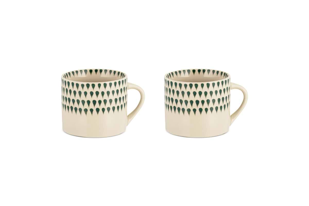 Juniper Drop Mug - Cream & Juniper - Small (Set of 2)-TABLEWARE-Nkuku
