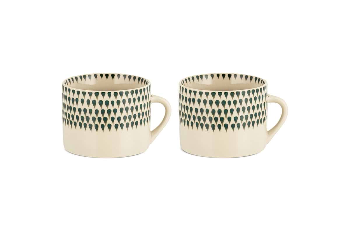 Juniper Drop Mug - Cream & Juniper - Large (Set of 2)-TABLEWARE-Nkuku