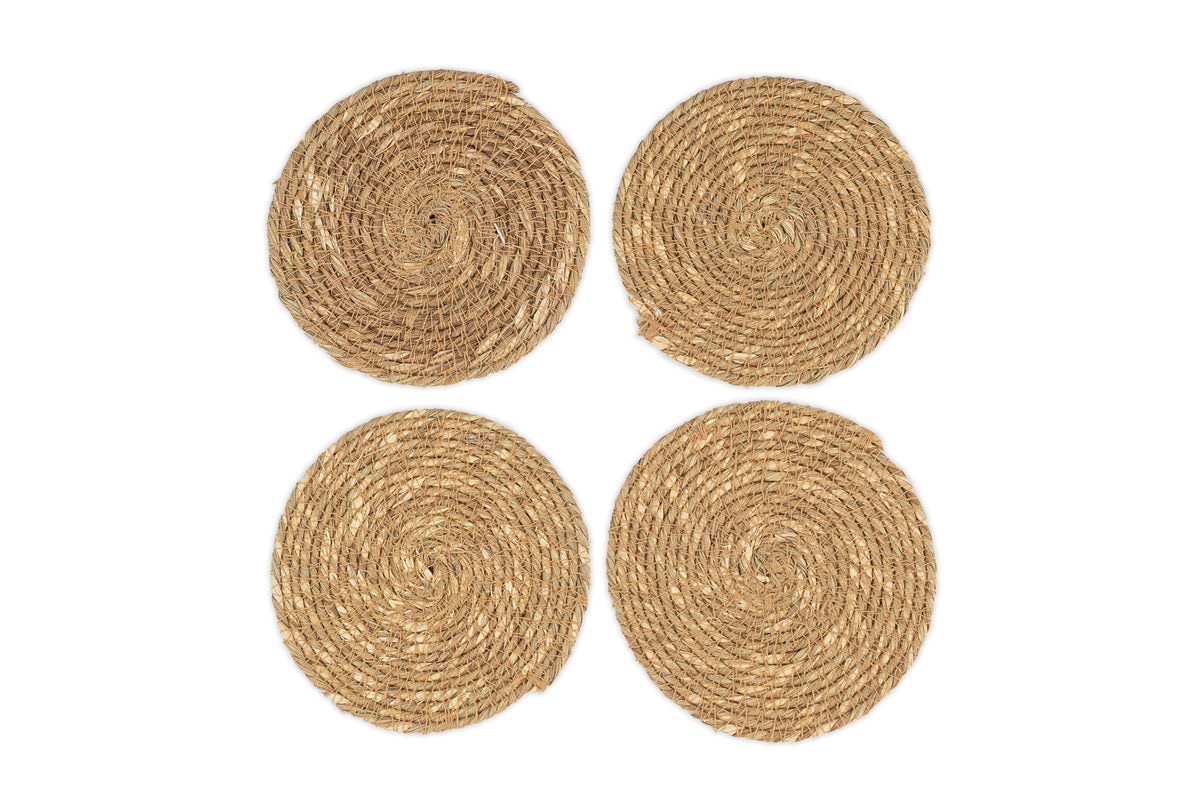 Keso Woven Coasters - Brown (Set of 4)-KITCHEN & DINING ACCESSORIES-Nkuku