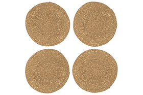 The nkuku Keso Woven Placemats in brown come as a set of 4, featuring a handwoven design—an ideal minimalist addition to your tableware collection.