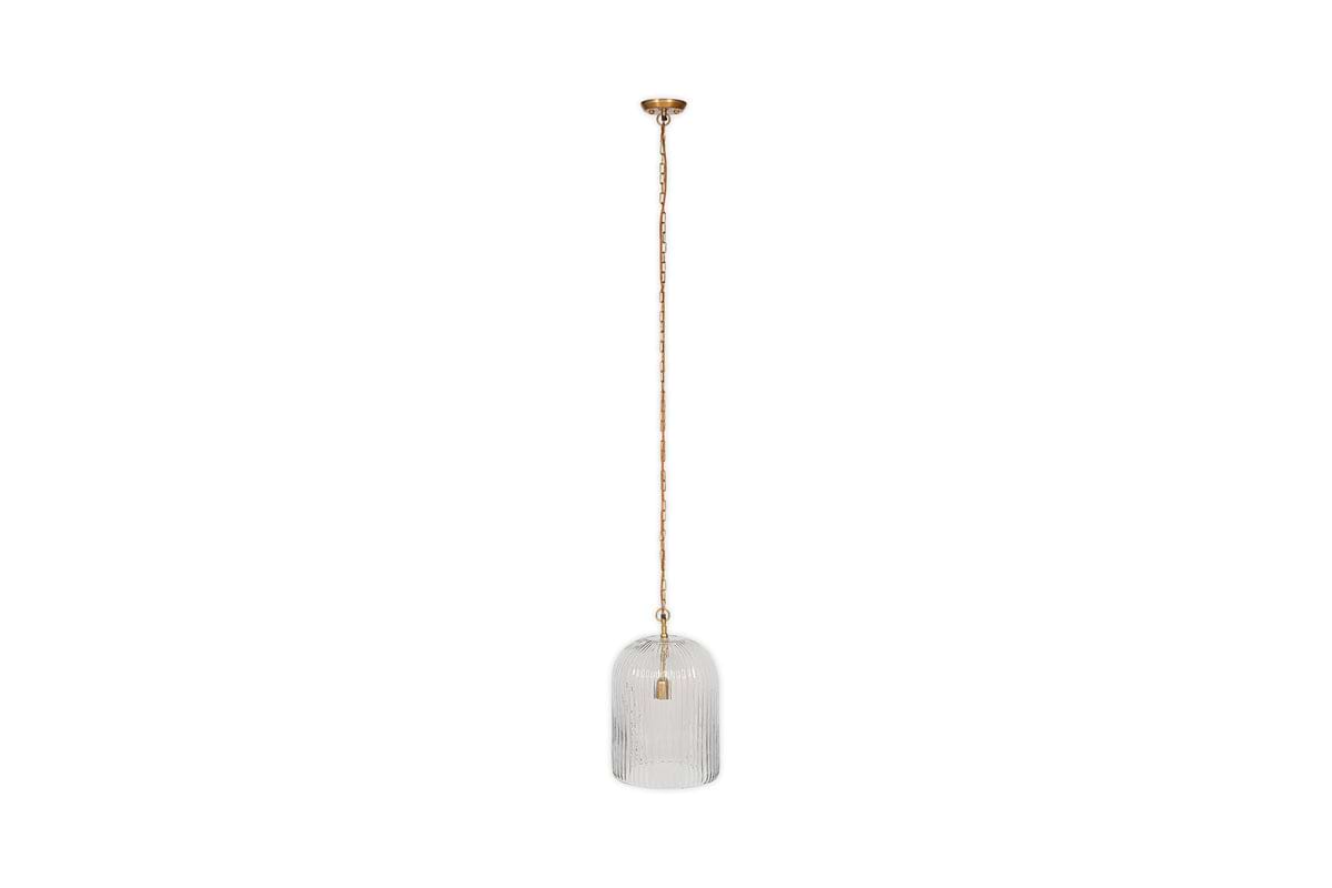 Lumina Fluted Recycled Glass Pendant - Clear-LIGHTS-Nkuku