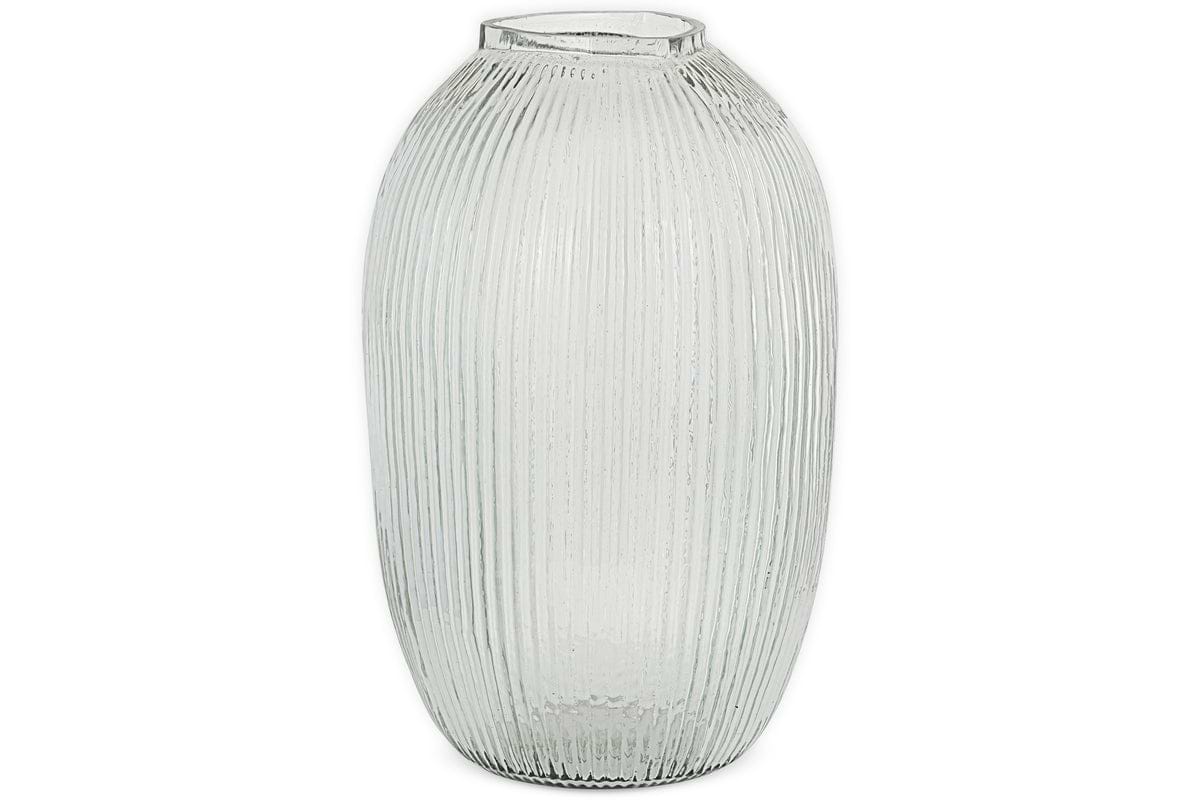Linsy Ribbed Glass Vase - Clear
