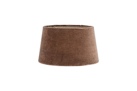 The Mendai Velvet & Linen Lampshade in Mocha by nkuku features a simple, slightly tapered cylindrical design—an elegant neutral accent to complement any decor, shown here against a plain white background.