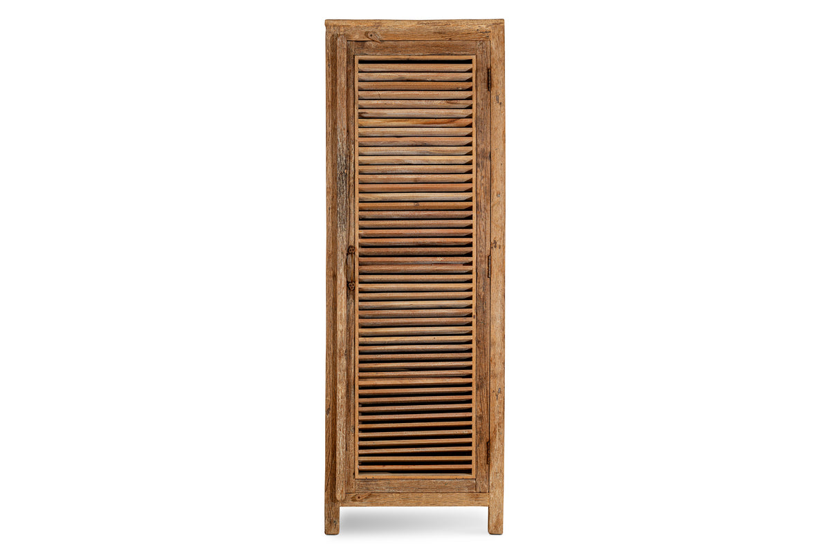 Ibo Reclaimed Wood Slatted Tall Cabinet  - Natural - Tall
