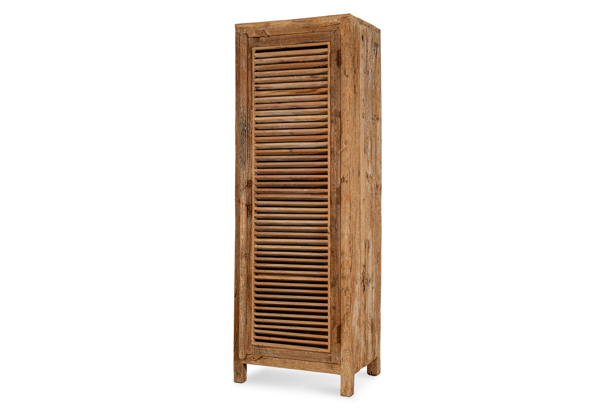 Ibo Reclaimed Wood Slatted Tall Cabinet  - Natural - Tall