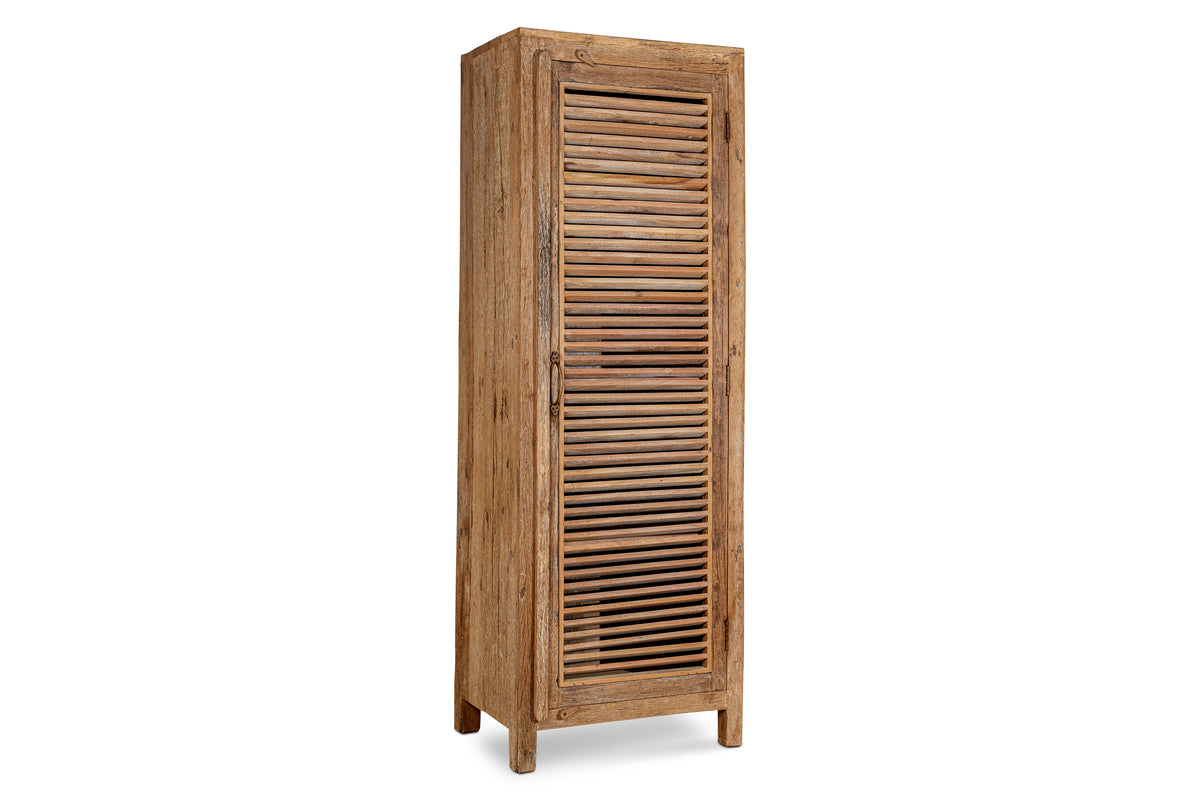 Ibo Reclaimed Wood Slatted Tall Cabinet  - Natural - Tall
