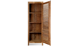 Ibo Reclaimed Wood Slatted Tall Cabinet  - Natural - Tall