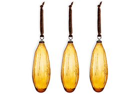 Supara Baubles - Ochre - (Set of 3)-CHRISTMAS DECORATIONS-Nkuku