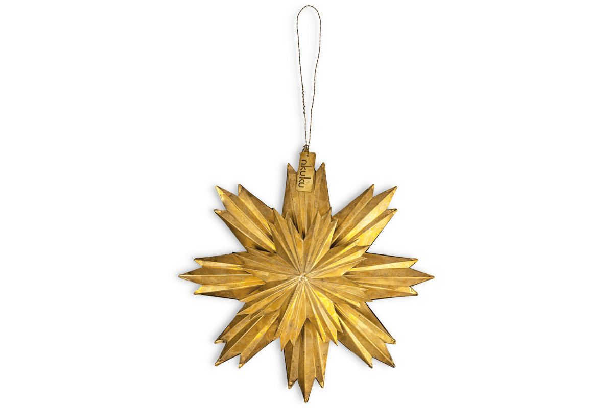 Amata Hanging Star - Antique Brass-CHRISTMAS DECORATIONS-Nkuku