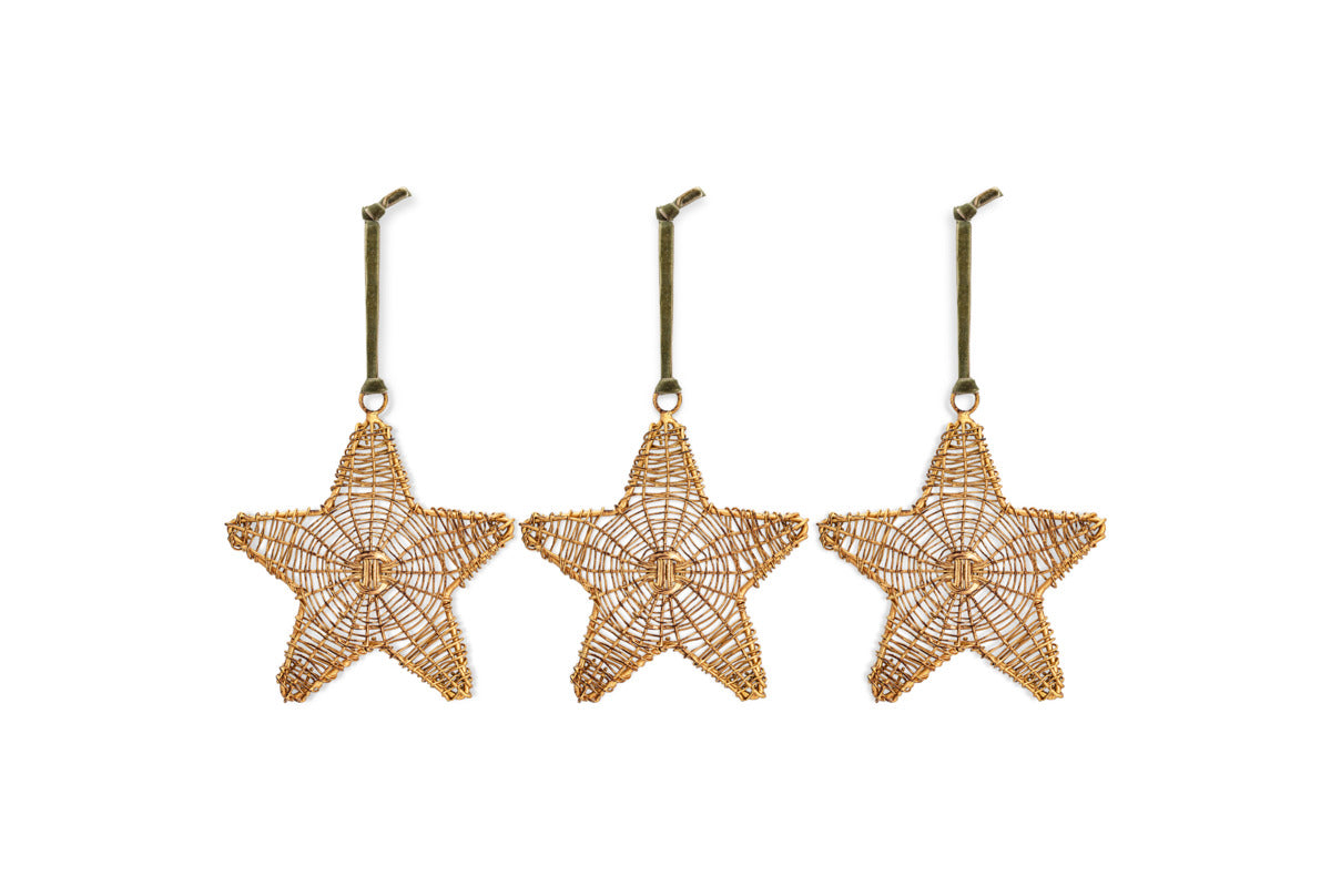 Sangala Baubles - Antique Brass - (Set of 3)-CHRISTMAS DECORATIONS-Nkuku