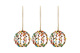Jajan Baubles - Mixed Colour - (Set of 3)-CHRISTMAS DECORATIONS-Nkuku