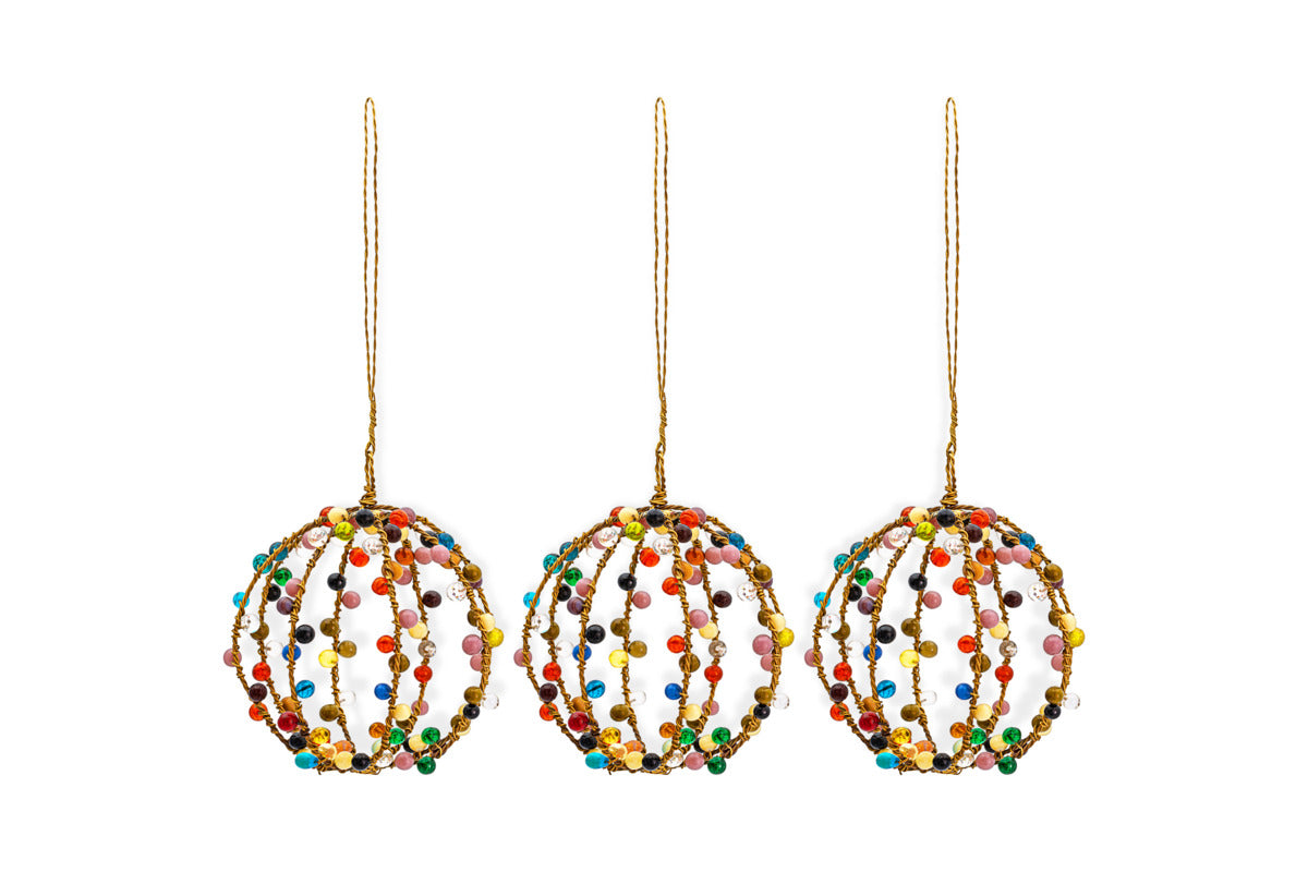 Jajan Baubles - Mixed Colour - (Set of 3)-CHRISTMAS DECORATIONS-Nkuku