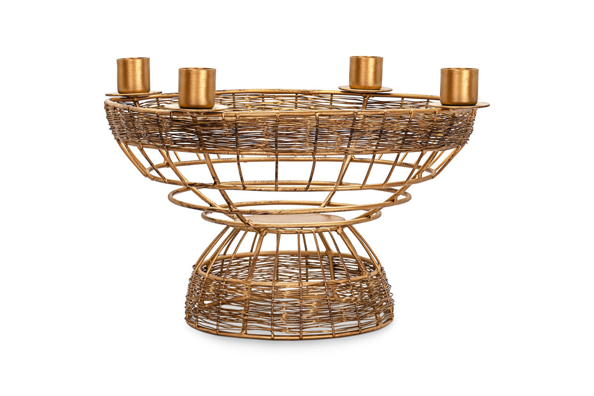 Sangala Candle Holder - Antique Brass-CHRISTMAS DECORATIONS-Nkuku