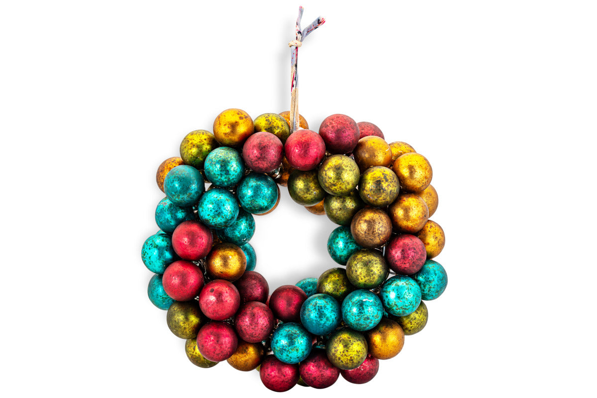 Mini Oko Bauble Wreath - Mixed Matt-CHRISTMAS DECORATIONS-Nkuku