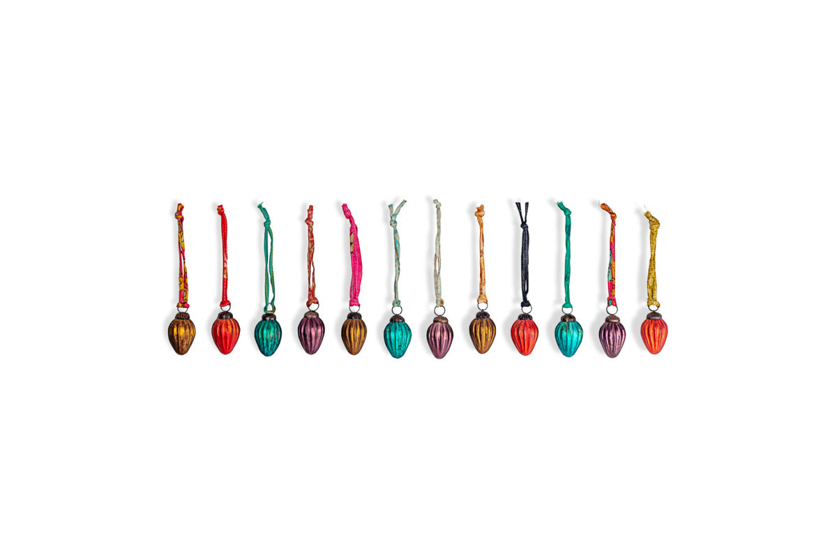 Oko Mini Drop Baubles - Mixed Matt - (Set of 12)-CHRISTMAS DECORATIONS-Nkuku