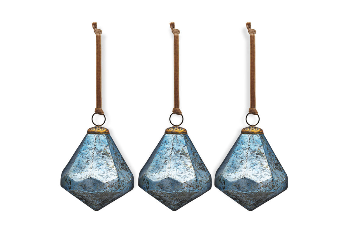 Vikula Baubles - Sea Foam - (Set of 3)-CHRISTMAS DECORATIONS-Nkuku
