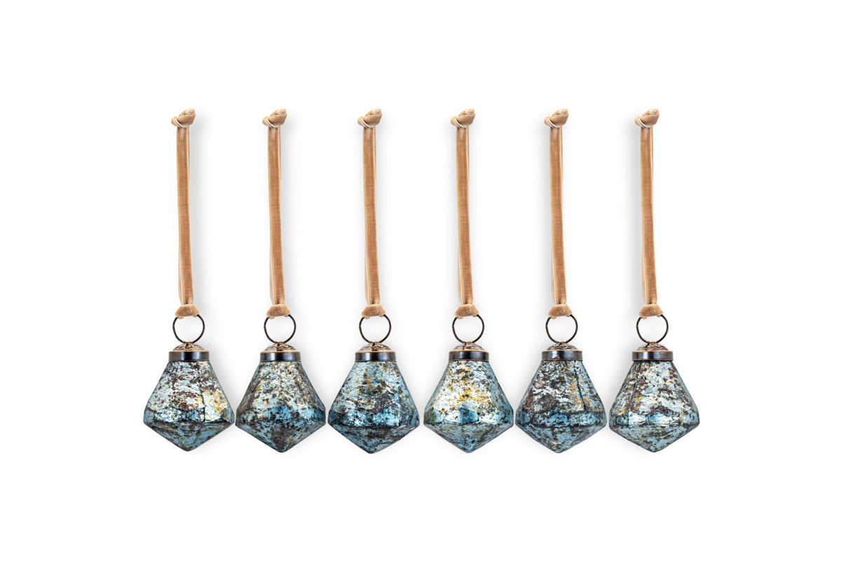 Vikula Baubles - Sea Foam - (Set of 6)-CHRISTMAS DECORATIONS-Nkuku
