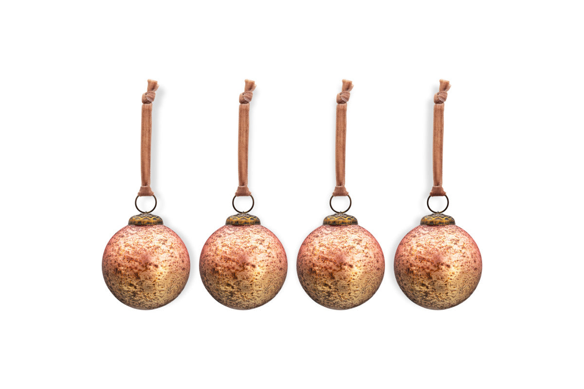 Pasali Baubles - Copper Smoke - (Set of 4)-CHRISTMAS DECORATIONS-Nkuku
