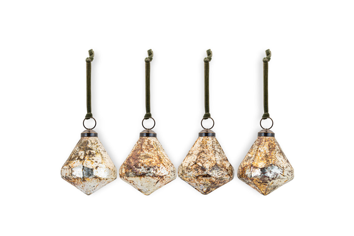 Tuala Baubles - Silver Rust - (Set of 4)-CHRISTMAS DECORATIONS-Nkuku