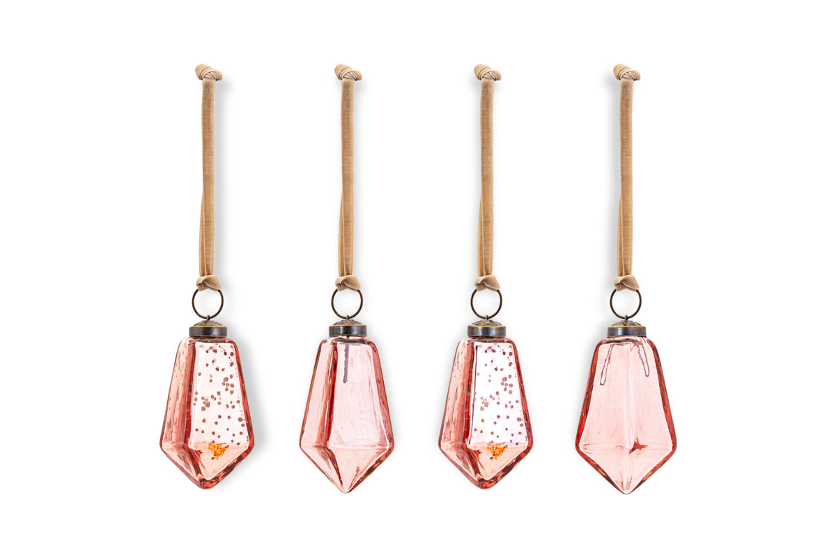 Ratnam Baubles - Mixed Antique Pink - (Set of 4)-CHRISTMAS DECORATIONS-Nkuku