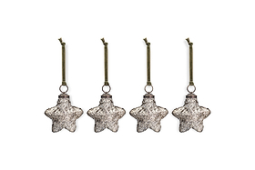 Riyara Bauble - Silver Sparkle - (Set of 4)-CHRISTMAS DECORATIONS-Nkuku