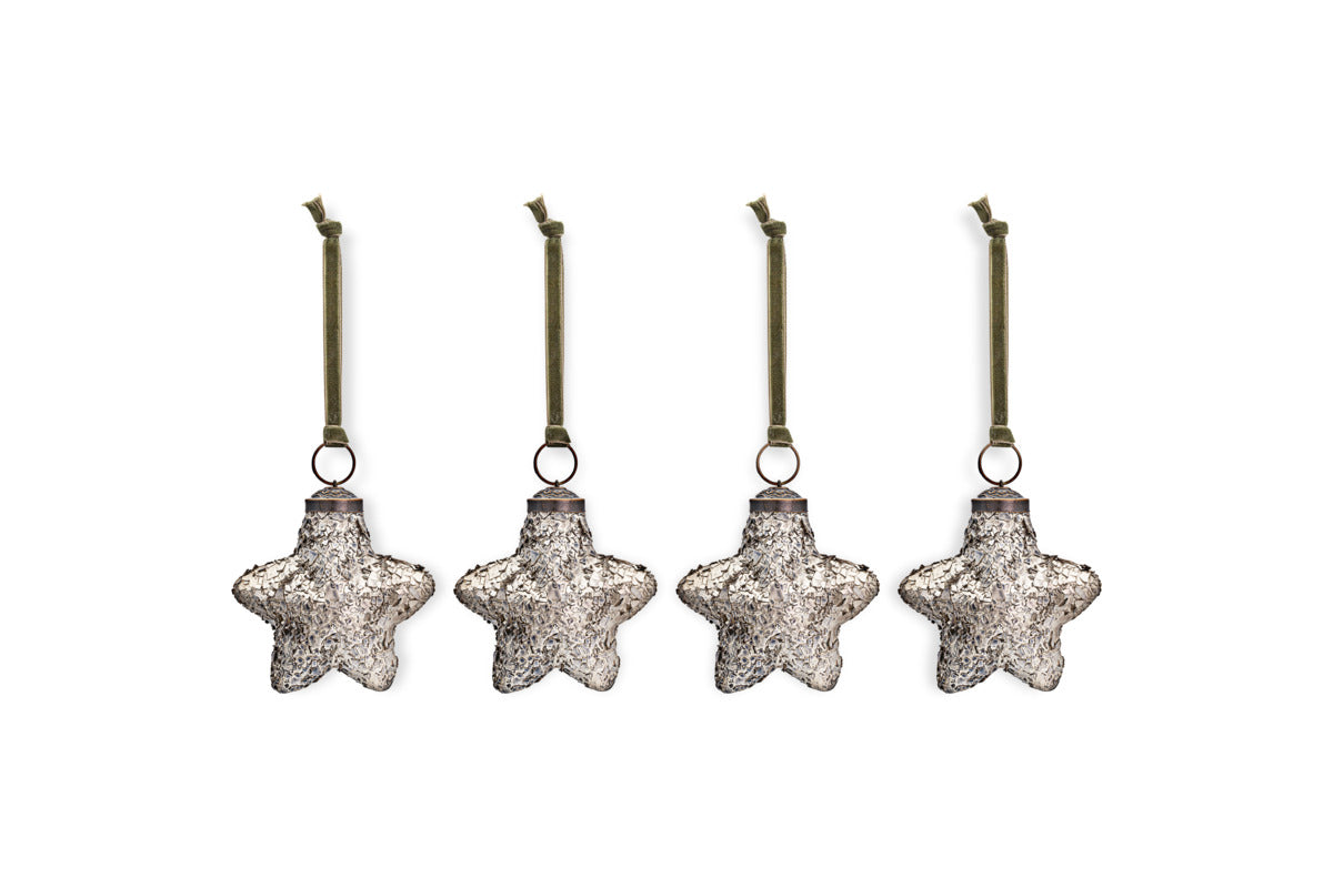 Riyara Bauble - Silver Sparkle - (Set of 4)-CHRISTMAS DECORATIONS-Nkuku