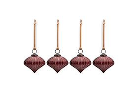 Nagala Baubles - Merlot - (Set of 4)-CHRISTMAS DECORATIONS-Nkuku