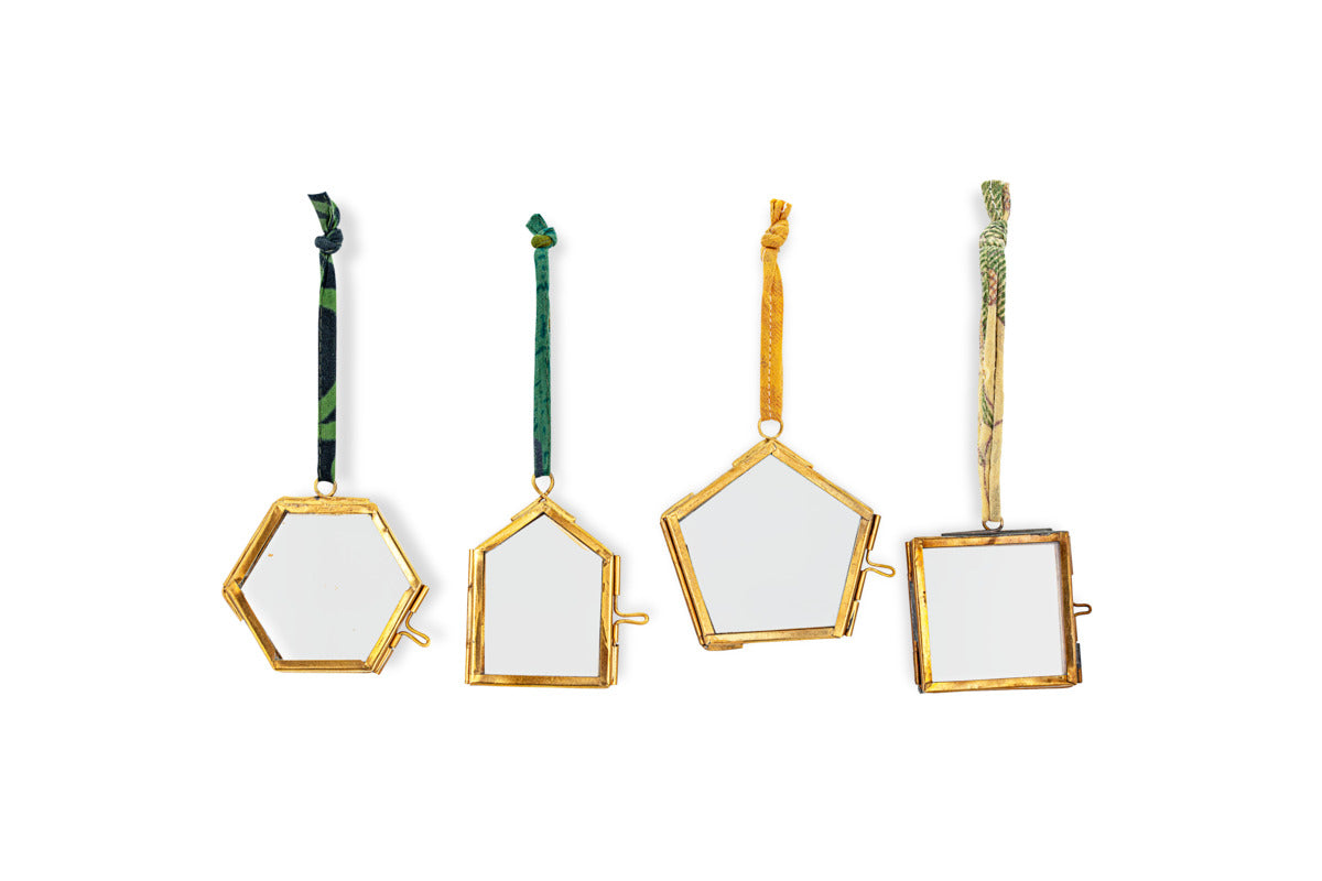 Tiny Kiko Frame Decorations - Aged Antique - (Set of 4)-CHRISTMAS DECORATIONS-Nkuku