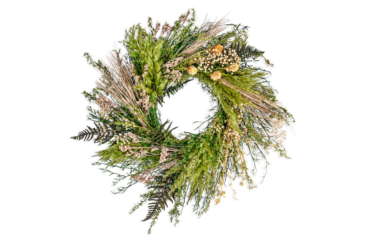 Taraji Wreath - Natural & Moss-CHRISTMAS DECORATIONS-Nkuku