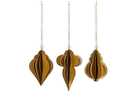 Amata Baubles - Antique Brass - (Set of 3)-CHRISTMAS DECORATIONS-Nkuku