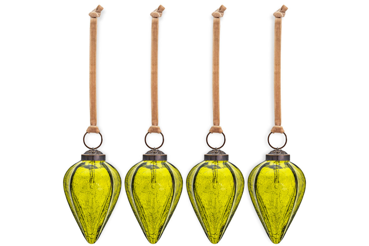 Khela Baubles - Moss - (Set of 4)-CHRISTMAS DECORATIONS-Nkuku