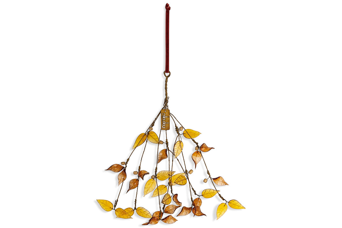 Parili Glass Leaf Swag - Ochre-CHRISTMAS DECORATIONS-Nkuku