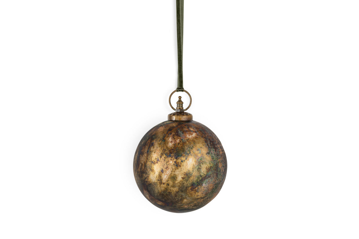 Mavu Giant Bauble - Rustic Bronze & Petrol-CHRISTMAS DECORATIONS-Nkuku
